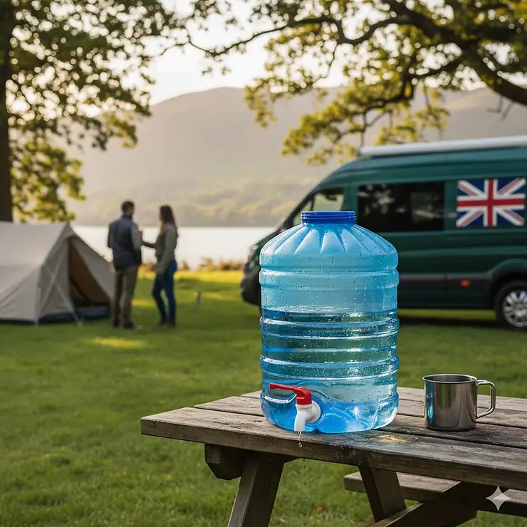 40 litre collapsible fresh water container with a high-flow tap, ideal for UK camping trips and motorhomes. collapsible fresh water container with tap 40 litre
