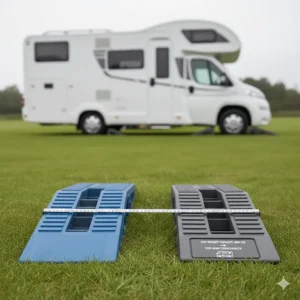 Comparison between standard ramps and wider, reinforced levelling ramps designed specifically for heavy coachbuilts.