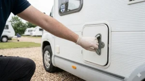 Operating the cassette blade handle to ensure the new seal provides a smooth, watertight closure.