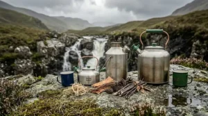 A range of storm kettle sizes from small trekker models to large family-sized base camp kettles.