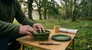Space-saving collapsible silicone camping bowls perfect for hiking and wild camping in the UK.