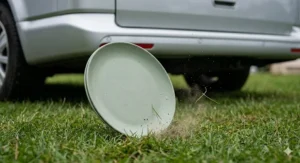 Durable and shatterproof melamine camping dinnerware plate showing impact resistance, ideal for family outdoor dining.