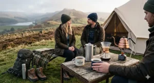 Comparing the ease of cleaning a French press versus a pour over filter while camping