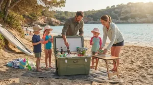 Rugged, impact-resistant exterior finish of a 100L cool box.