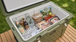 Internal view of a 100L cool box showing ample room for food and chilled drinks.
