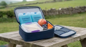 Small, compact ice blocks ideal for keeping a packed lunch cool in a portable cool box.