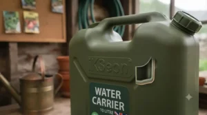 Durable and BPA-free food-grade plastic build of a 10-litre water carrier.