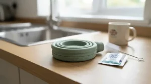 Close-up of a food-grade, BPA-free silicone collapsible water bottle showing its flexible texture.