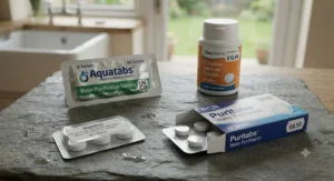 An overview guide illustrating how to select and use affordable water purification tablets in the UK for camping, travel, and emergency prep.