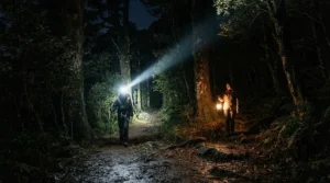 Testing a gas lantern vs LED lantern in a dark British woodland to see which camping lantern is brightest.