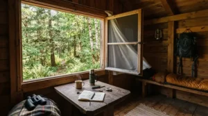 Highlighting carbon monoxide ventilation safety when using a gas lantern vs LED lantern in a small shelter.